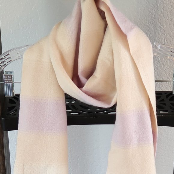 Lochcarron Cashmere Plaid Scarf From Scotland Purple , Tan & Off White/Cream - Picture 9 of 14